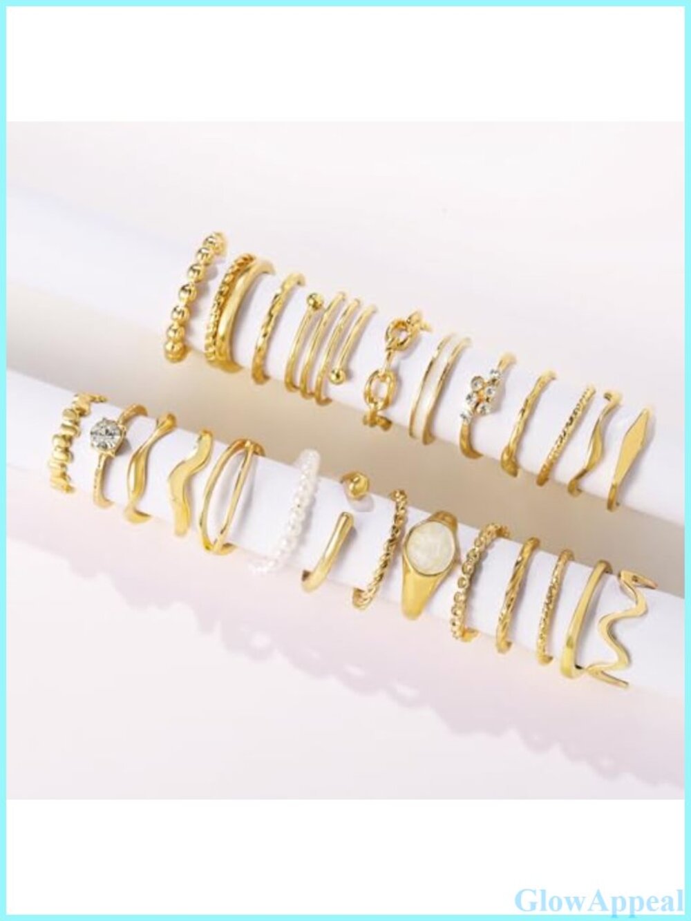 25 Pc Chunky Stacking Rings Set Adjustable Midi Statement Rings Gift Box - Picture 3 of 6